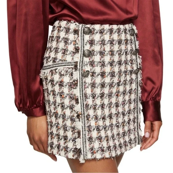 VERONICA BEARD STARK TWEED MINI SKIRT Houndstooth-patterned SIZE 4 - Picture 3 of 13